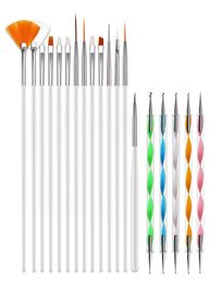 20pcs Nail Art Brushes Kit Gel Polish Styling Acrylic Brush Set NailArt Salon Painting Dotting Pen Tools Pink White Black8194149