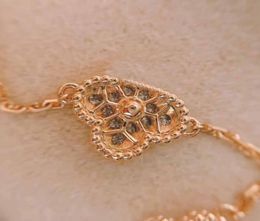 S925 silver Six flowers charm bracelet with diamond in 18k rose gold plated Colour for women wedding Jewellery gift PS52962843131