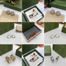 Elegant Designer Earrings Letter G Charm Eardrop Geometry Crystal Pearl Star Dangle Drop Earring 18K Gold Silver Plated Ear Stud Clip Hoop Earrings For Woman Jewelry
