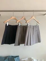 Skirts Women's Black Gothic A-line Pleated Skirt Vintage Y2k Mini Harajuku Korean Fashion Elegant 2000s Clothes 2024 Summer