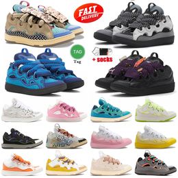 2024 High Quality Designer Shoes Men Women Casual Leather Curb Sneakers Lace-up Sneaker Calfskin Platformsole Extraordinary Chaussure Mens Trainers