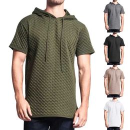 Men's T-Shirts Summer Mens Brand Hooded Short Sleeved T-shirt Casual Trend Fashion High Quality Outdoor Fitness Exercise Comfortable and Breat J240509