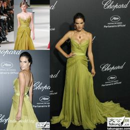 Alessandra Ambrosio Elie Saab Evening Dress Sexy Spaghetti Strap Long Celebrity Wear Special Occasion Dress Prom Party Gown 296P