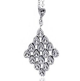 Wholesale- Charm Laminated Pendant Necklace for Jewellery with Original Box 925 Sterling Silver CZ Diamond Ladies Pendant Necklace5449003