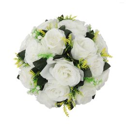 Decorative Flowers Wedding Table Centerpieces Ball Artificial Rose Flower White Silk For Arrangement Stage Floor Party Props Decoration