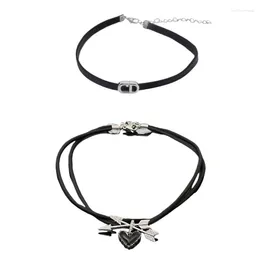 Pendant Necklaces Arrows Heart Necklace Fashion Double Layer Rope Chain Collar Clavicle Letter Choker Jewelry