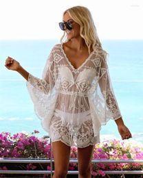 Lace White Cover Ups Swimming Suit Women Shirt Tunic Swimsuit Beach Up Beachwear Smock Outfits 2024 Summer