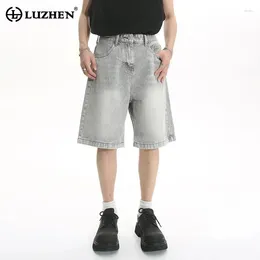 Men's Shorts LUZHEN Casual Jeans Mid Summer Loose Men High Waist Fashion Knee Lenght Denim Short Pants Vintage Male Korean 9A8927
