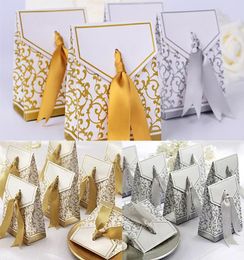 Gold Box Gift Wrap Wedding Favour Bag Sweet Cake Gift Candy Paper Boxes Bags Anniversary Party Birthday Baby Shower Presents Box XD1777535