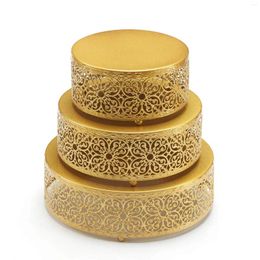Plates 3pcs Set Metal Cake Rack Gold Round Dessert Cupcake Candy Display Plate Suitable For Weddings Events