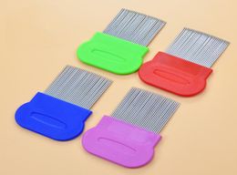 Dog Cat Head Hair Lice Nit Comb Pet Safe Flea Eggs Dirt Dust Remover Stainless Steel Grooming Brushes Tooth Brushs 7 Colors DBC BH1676716