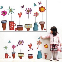 Wall Stickers Pot Plant Flower Sticker PVC Window Glass Decor Home Kids Room Decals TV Background Removable Dinning Wallpaper