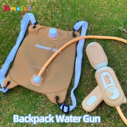 Electric water gun childrens gift soft packaging water bag water gun elongated lens summer splash with backpack outdoor party toy 240509