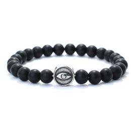 Charm Bracelets Noter Turkey Evil Eyes Bracelet For Men Stainless Steel Charms Natural Stone Beaded Braslet Meditation Leisure Accessories Joias Y240510