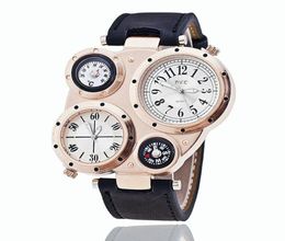 Wristwatches Men Sports Watches Fashion Multidial Temperature Compass Military Watch For Leather Quartz Wristwatch Luxury Male Cl4779597