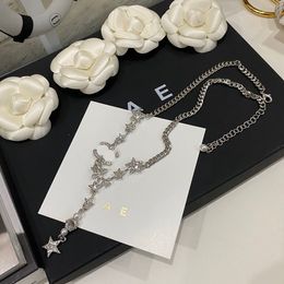 Boutique 925 Silver Plated Necklace Designer High Quality Star Shaped Jewellery Pendant Design Necklace Fashionable Charm Girl High Quality Gift Box Birthday Gift