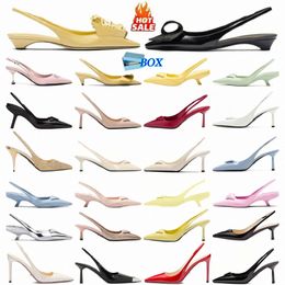 designer High Heels shoes heel womens whitedress slingback black blue res yellow Triangle Brushed leather office luxury Party Wedding Dress pumps pink g2tc#