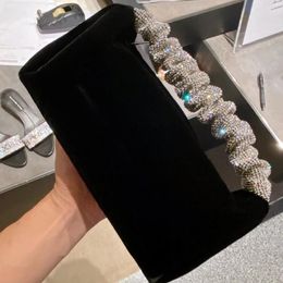 Rhinestones Fold Handle Velvet Evening Bag Women 2021 Luxury Soft Square Clutch Bags Female Chic Designer Purses High Quality 330h