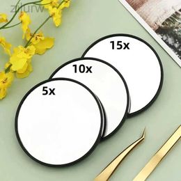 Compact Mirrors New 5x/10x/15x magnifying glass with suction cup and black head suitable for portable makeup round mirror in the bathroom d240510