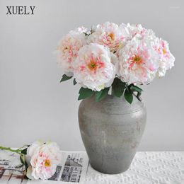 Decorative Flowers White Artificial Peony Flower Branch Home Table Christmas Decorations Wedding Floral Arrangement Accessories Party Event