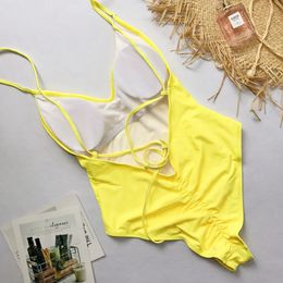 Sexy One Piece Swimsuit Women Swimwear Scrunch butt Bodysuit Bandage Cut Out Beach Bathing Suit Swim Wear Monokini Swimsuit 240506