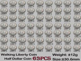 63PCS USA Full Set Walking Liberty Copy Coins 19161947 Different Date Versions Old Colours Art Collectible4903233