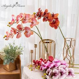 Decorative Flowers 7 Heads 3D Printing Phalaenopsis Butterfly Orchid Artificial Room Decoration Accessories Home Table Vase Decor Prop Gift