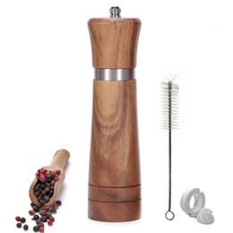 Pepper Grinder 1pc Wood Salt and Mills Sets included a spare ceramic brush Shakers for your kitchen 240429