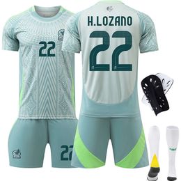 Soccer Sets/Tracksuits Mens Tracksuits 2024 Mexico Copa America jersey number 22 Rosano 14 Sanchez away childrens football jersey set