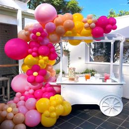 Party Decoration 126Pcs Rose Pink Yellow Latex Balloons Garland Arch Kit For Birthday Wedding Anniversary Baby Shower