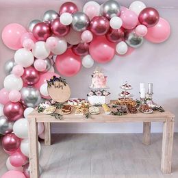 Party Decoration Rose Pink Silver Balloon Garland Arch Kit Valentine's Day Birthday Decor Kids Wedding Ballon Baby Shower