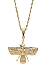 hip hop Zoroastrianism diamonds pendant necklaces for men women luxury Zoroastrian Parsee pendants Stainless steel gold silver nec4034952