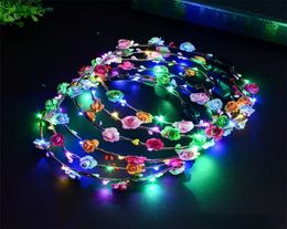 Party Flashing LED Hairbands Strings Glow Flower Crown Headbands Light Rave Floral Hair Garland Luminous Decorative Wreath6055351