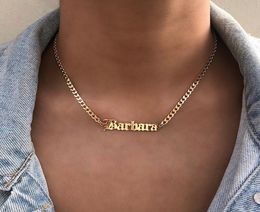 Customised Old English Nameplate Necklace for Women Men Choker Gold Cuban Necklace stainless steel Boho Jewellery Friendship gift7967932