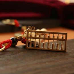 Keychains Brass Mobile Abacus Gourd Red Rope Five Emperors Cinnabar Pendant For Men And Women Car Key Bag