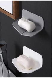 Self Adhesive Soap Dish with Draining Bar Soap Holder for Shower Wall Mount Soap Tray Dishes Plastic Soaps Saver Sink Drill 4976974