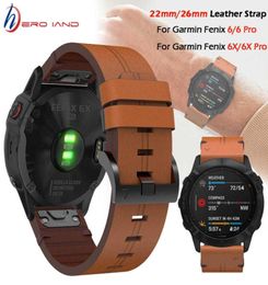 for Garmin Fenix 5 5x Plus 6 6x Pro Smart Watch Leather Band Watchband Strap Bracelet 20 22mm 26mm Quick Fit Wristband Strap H4992982