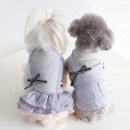 Dog Apparel Vests And Dresses For Choice 2024 Clothes Dogs Spring/Summer Fake Two-Piece Striped Couple Sweet Pet