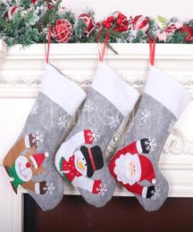 Christmas decoration Candy stockings Grey Xmas Tree Pendant Large Christmasstocking with lights Kids XmasGift Bag DD3468900176