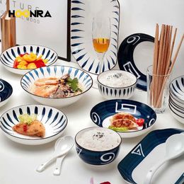 HOONRA 81018Pcs Soup Serving Porcelain Dinner Plate Set Food Dessert Charger Dinnerware Original Dishes Cutlery 240508