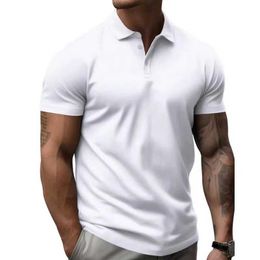 Men's Polos Cross border Summer Mens Polo with Polo Collar and Button Up Solid Color Large Casual Sports Polo Shirt Y240510OMXJ