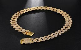 New personalized White Gold Gold Plated Bling Diamond Mens Cuban Link Chain Choker Long Necklace Cubic Zirconia Jewelry Gifts fo5749570