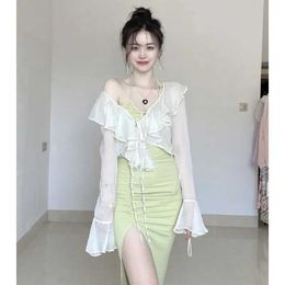 Women's Knits Tees Rugged chiffon womens cardigan new arrival in South Korea in autumn fashionable long sleeved casual day basic thin cut cardigan for womenL2405