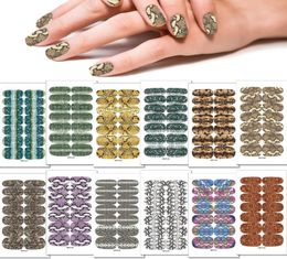 12 Sheet Set Snake Skin Nail Stickers Waterproof Self Adhesive Gold Plated Manicure Decals Tips2135892