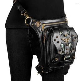 Waist Bags Messenger Bag Women Men Black Leather Steampunk Fanny Leg Thigh Hip Holster Wallet Purse Pouch Mini Packs