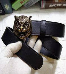 selling new Mens womens black belt Genuine leather Business belts Pure Colour belt tiger pattern buckle belt for gift7992591