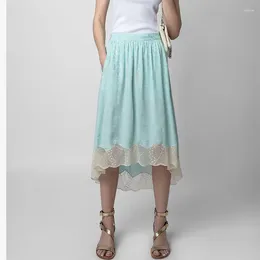Skirts Women's Skirt 2024 Summer Fashion Irregular Silk Lace Half