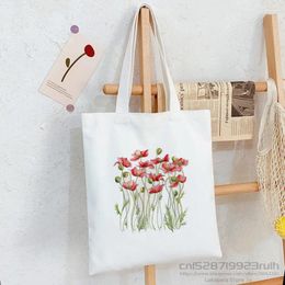 Shopping Bags Shopper Yellow Flowers Printed Tote Bag Women Harajuku Handbag Girl Shoulder Lady Canvas