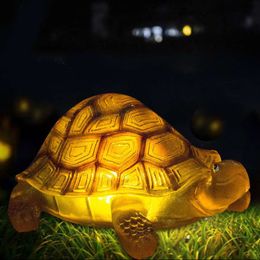 Solar Turtle Outdoor Lights Garden Decorations Animal Statue for Lawn Yard Backyard
