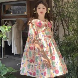 Party Dresses Women Cute And Sweet For Age Reduction Loose Three-dimensional Flower Doll Dress Fashionable With Collar